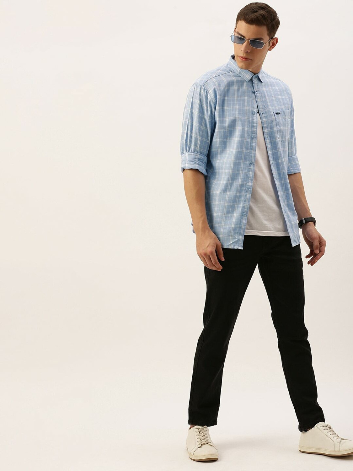 Ivaan Sky Blue Windowpane Shirt