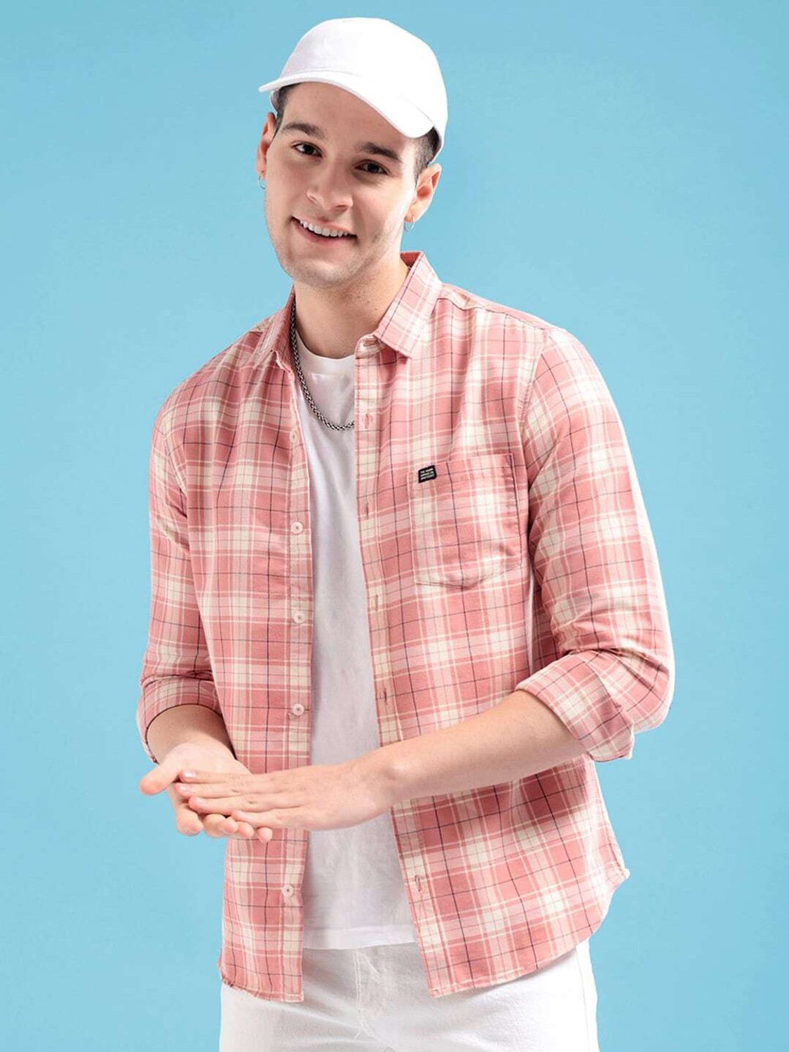 Ivaan cream/off-white blocks shirt.