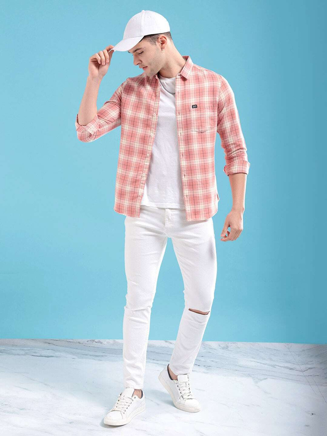 Ivaan cream/off-white blocks shirt.
