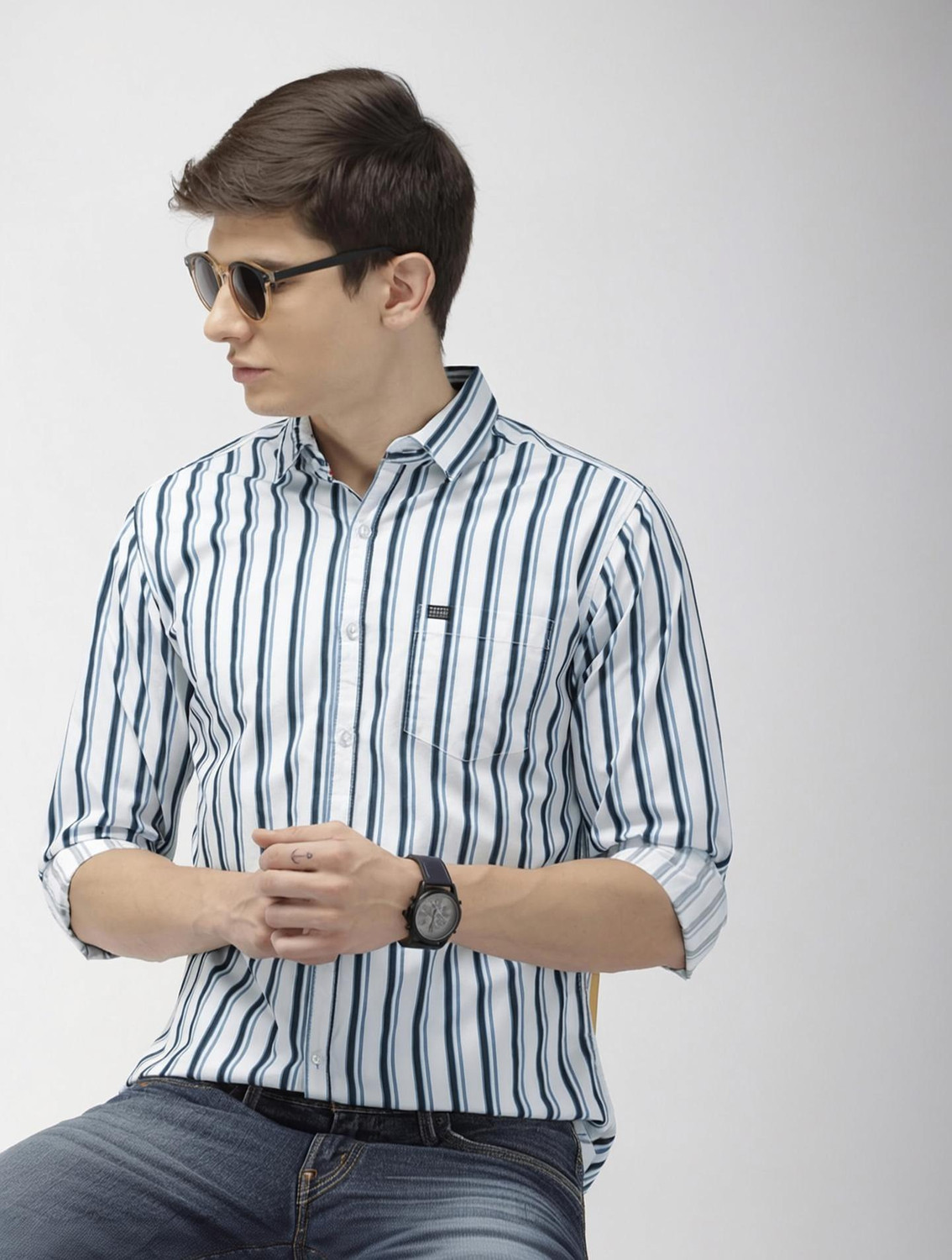 Ivaan Blue vertical stripes Shirt