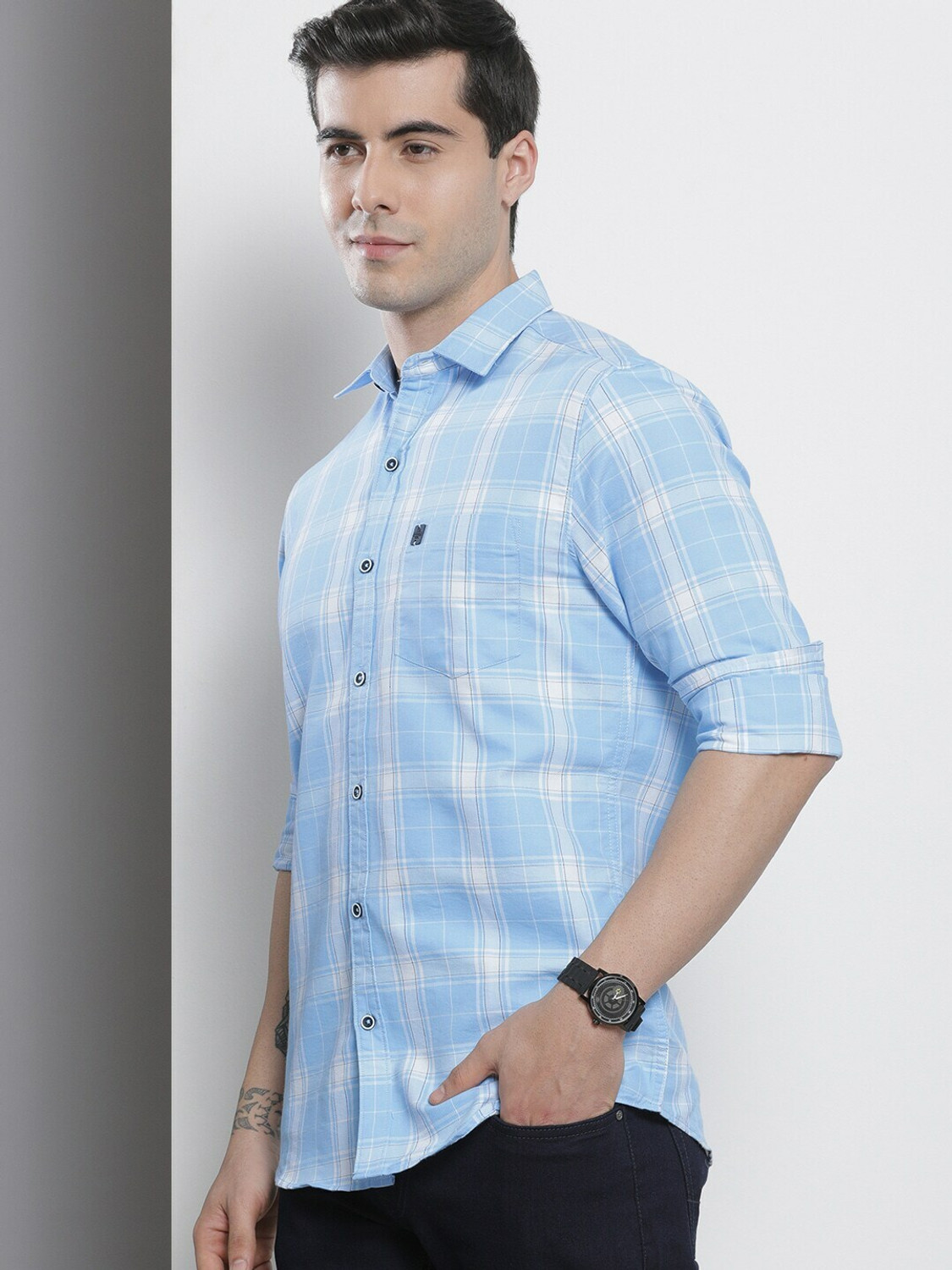 Ivaan Light blue and white checkered Shirt