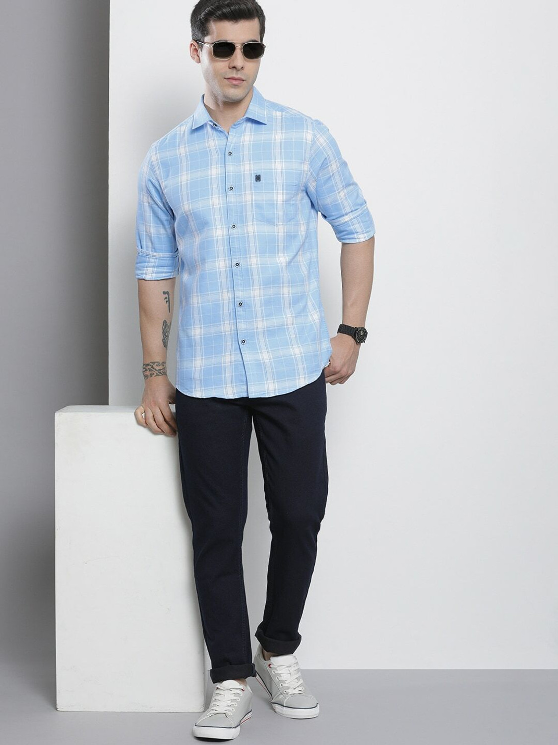 Ivaan Light blue and white checkered Shirt