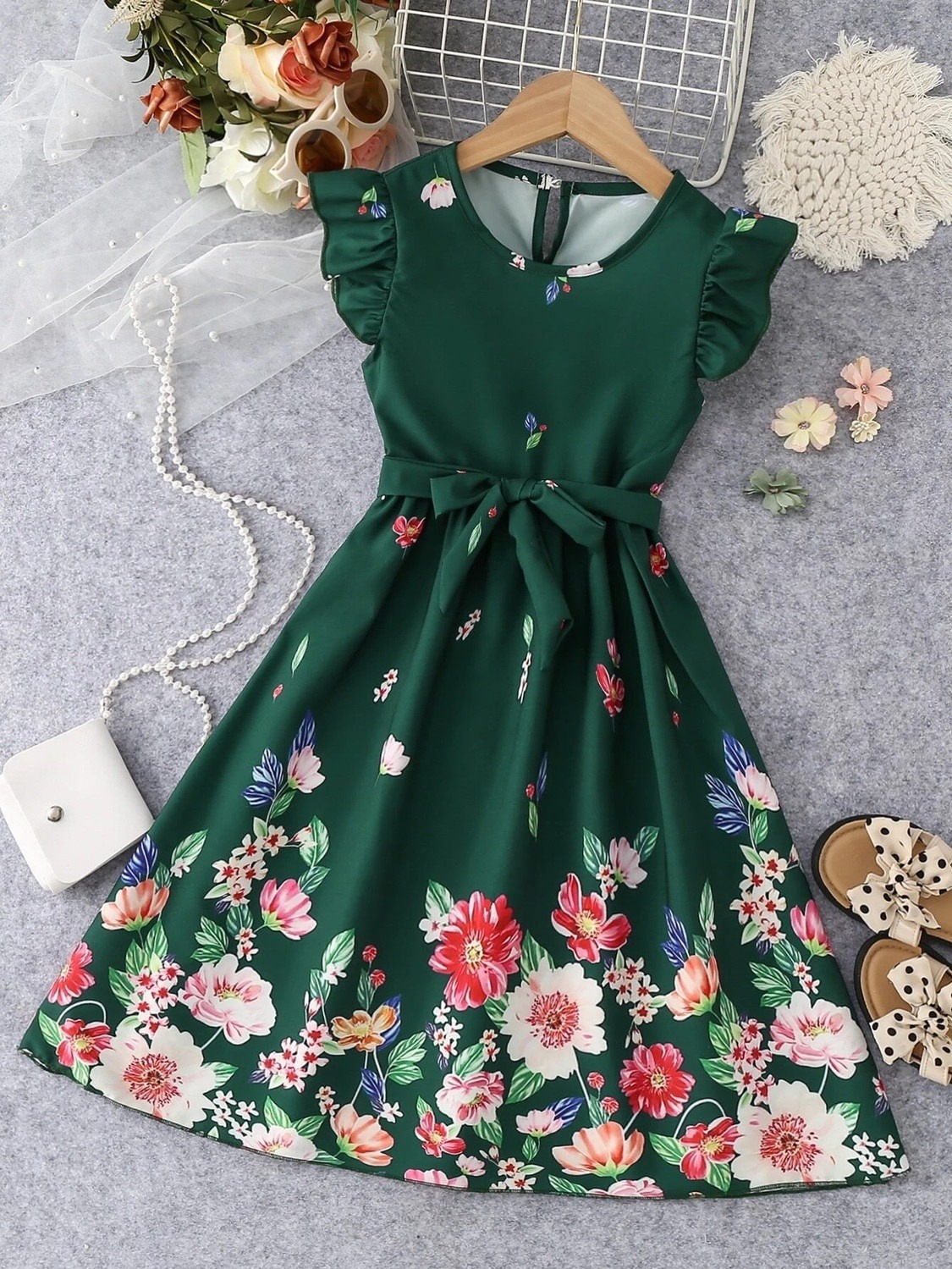 Moonette Border floral pattern Maxi-Dress