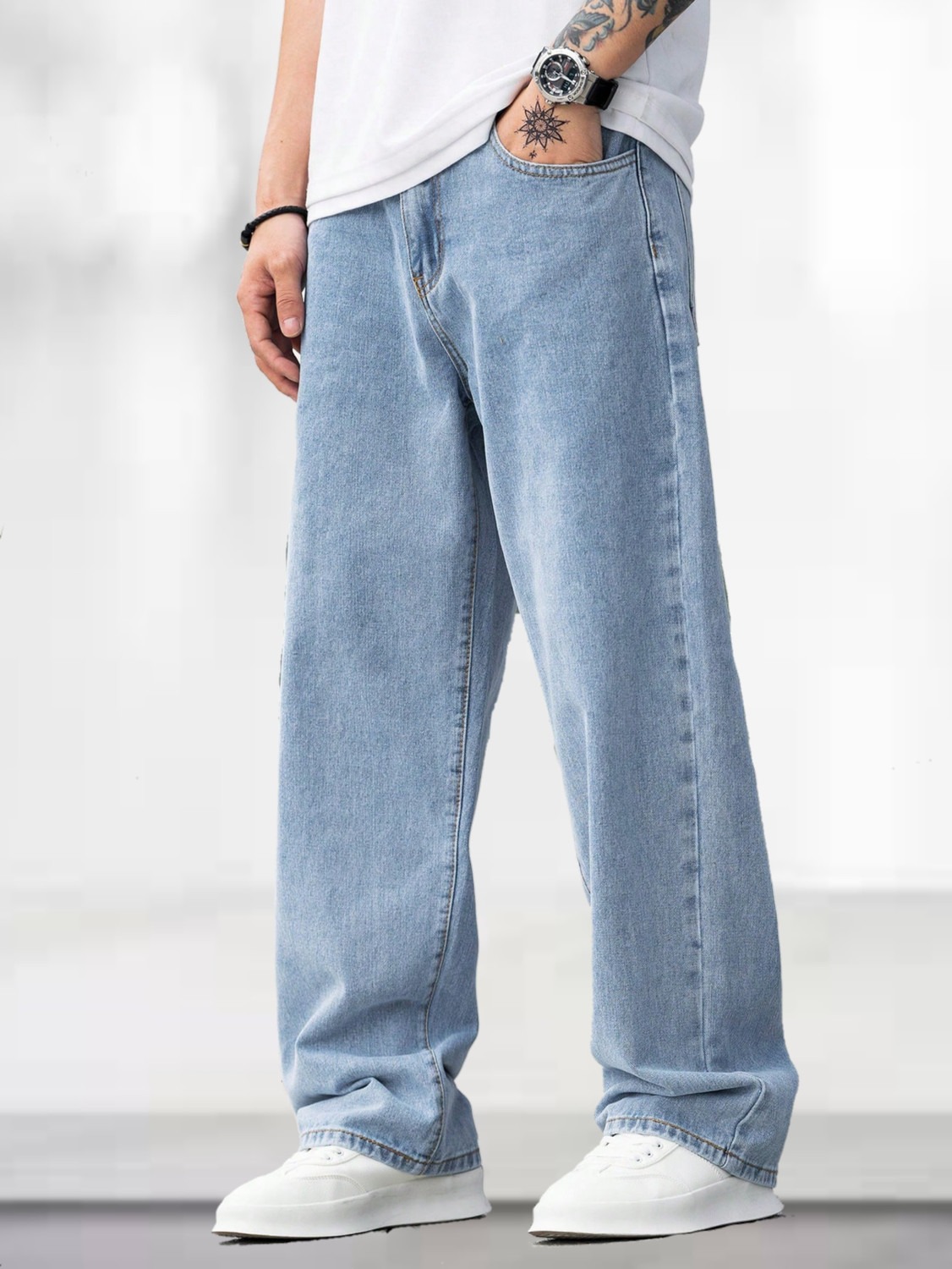 Metronex Solid Denim Loose Fit Jeans