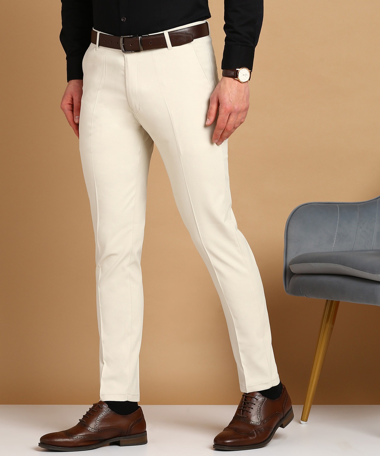 Men’s Slim Fit Lycra Blend Formal Trousers