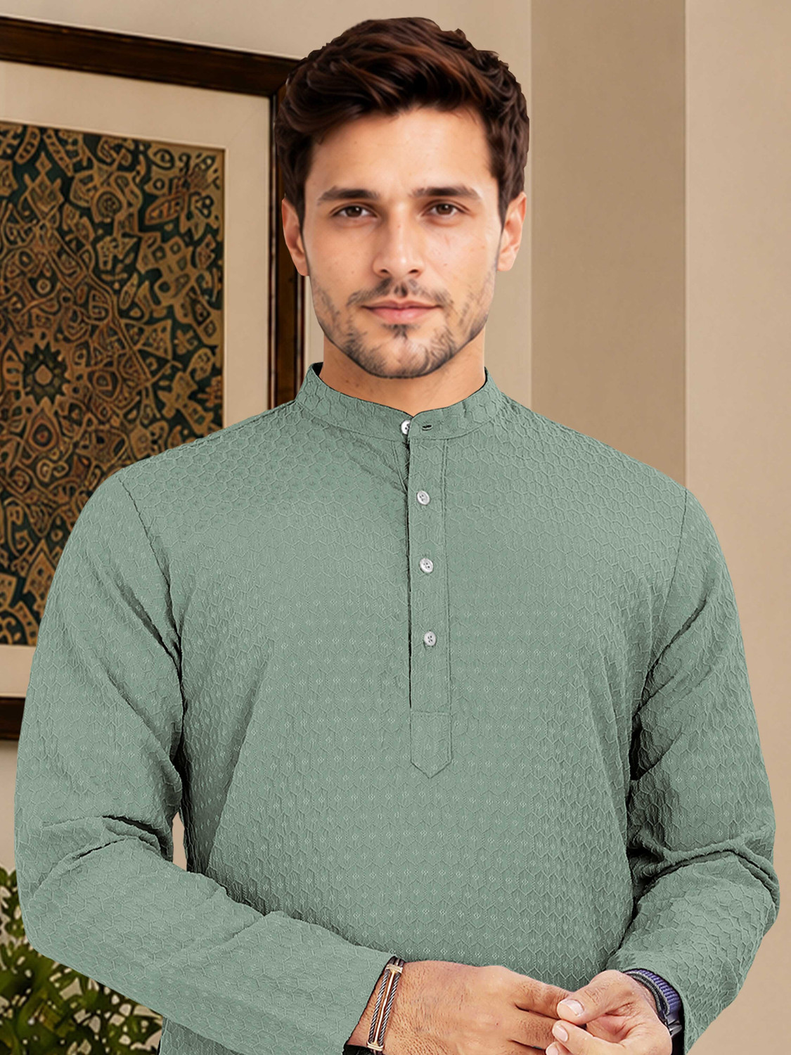 Verve  Art Silk Solid Straight Kurta 