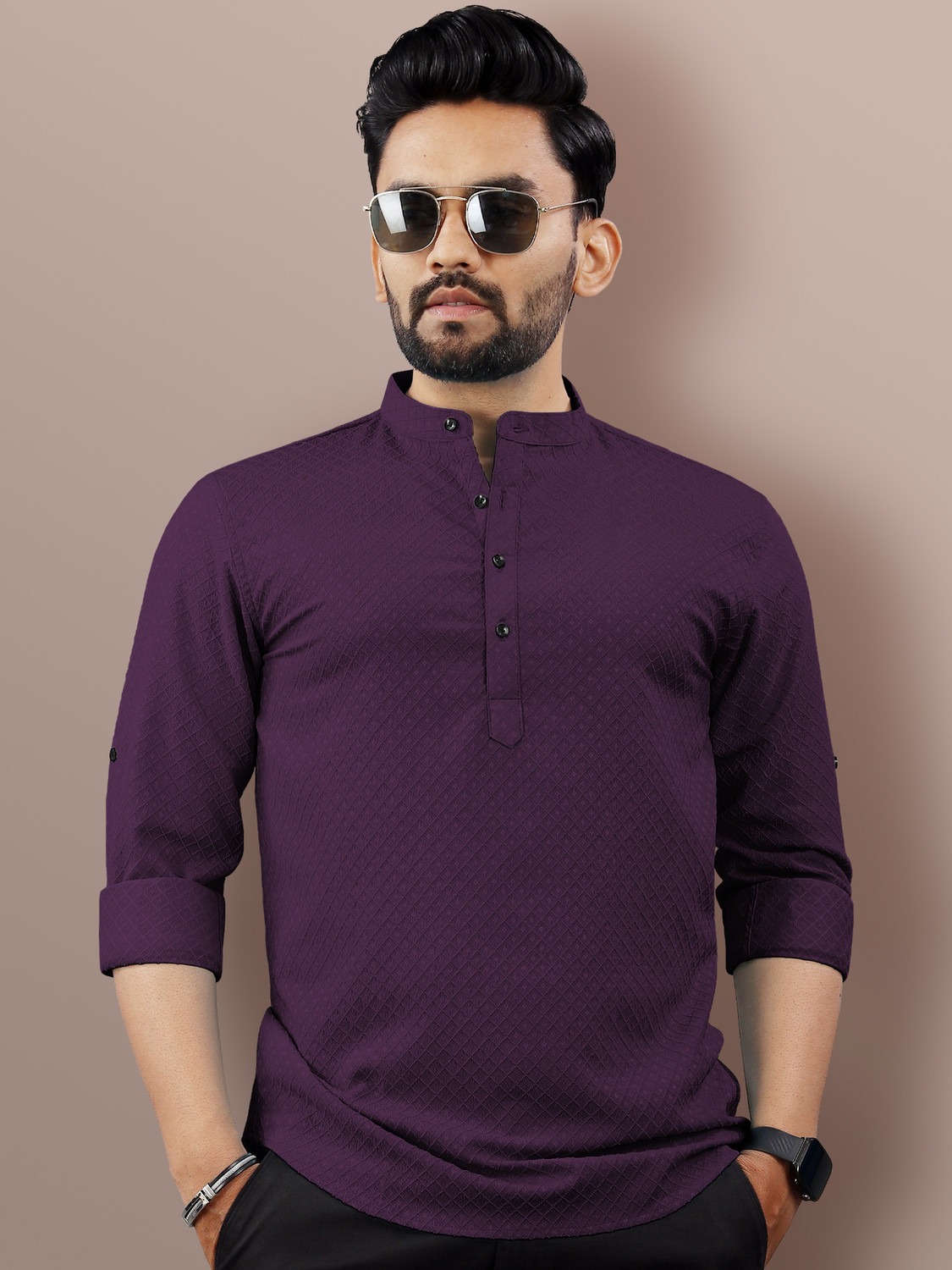 Verve Criss-cross geometric Print Kurtha Set