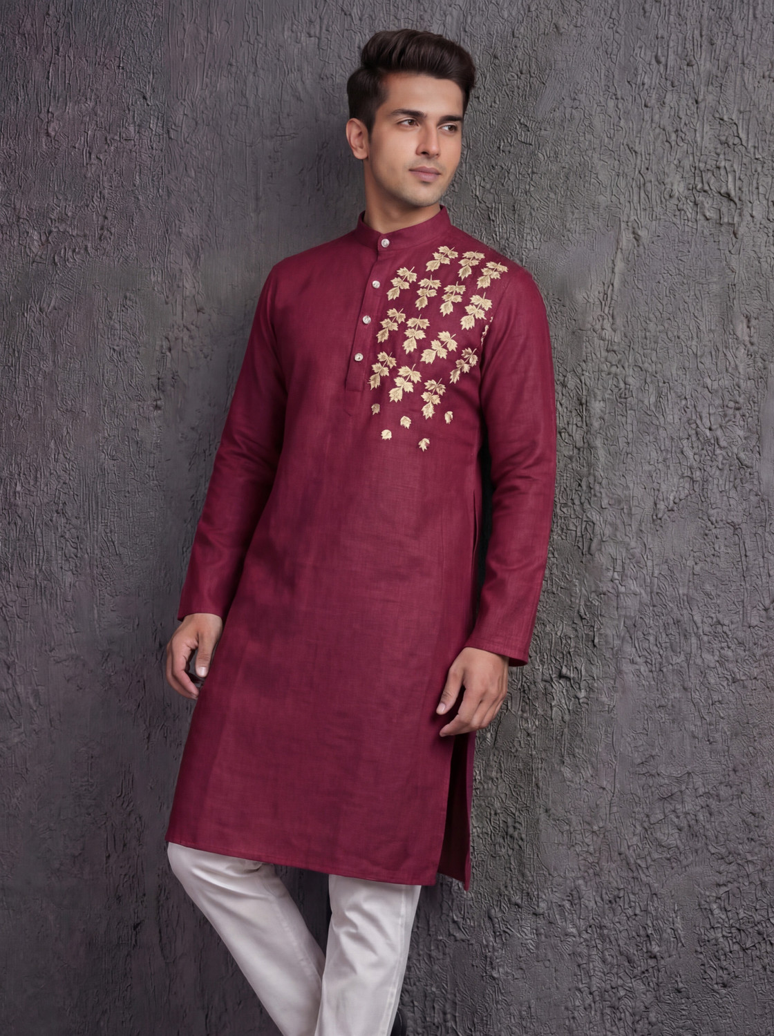 Tirthan Leafy motif  kurta set