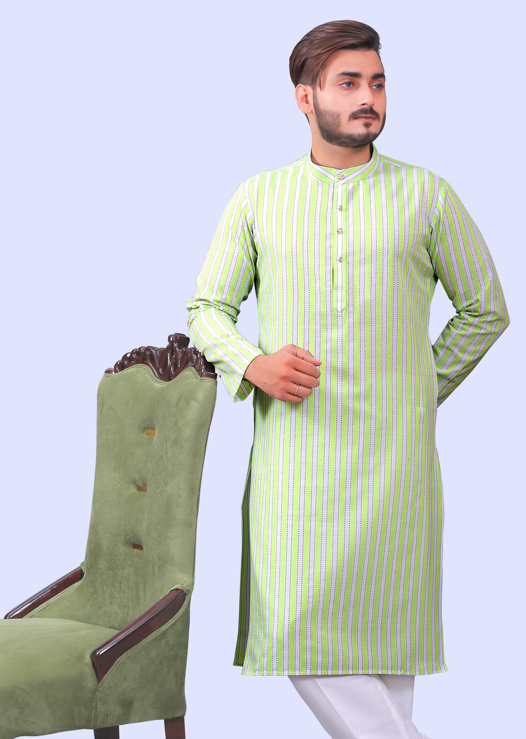 Tirthan  vertical stripes kurta set