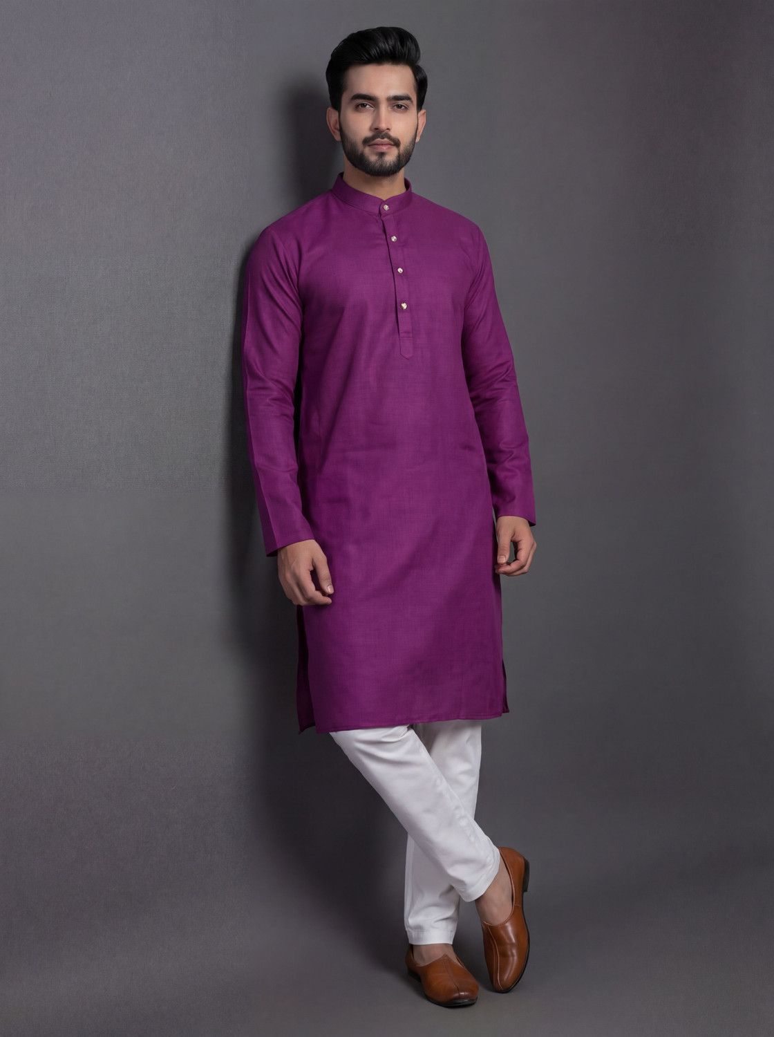 Tirthan Self-Design Cotton Blend Kurta 