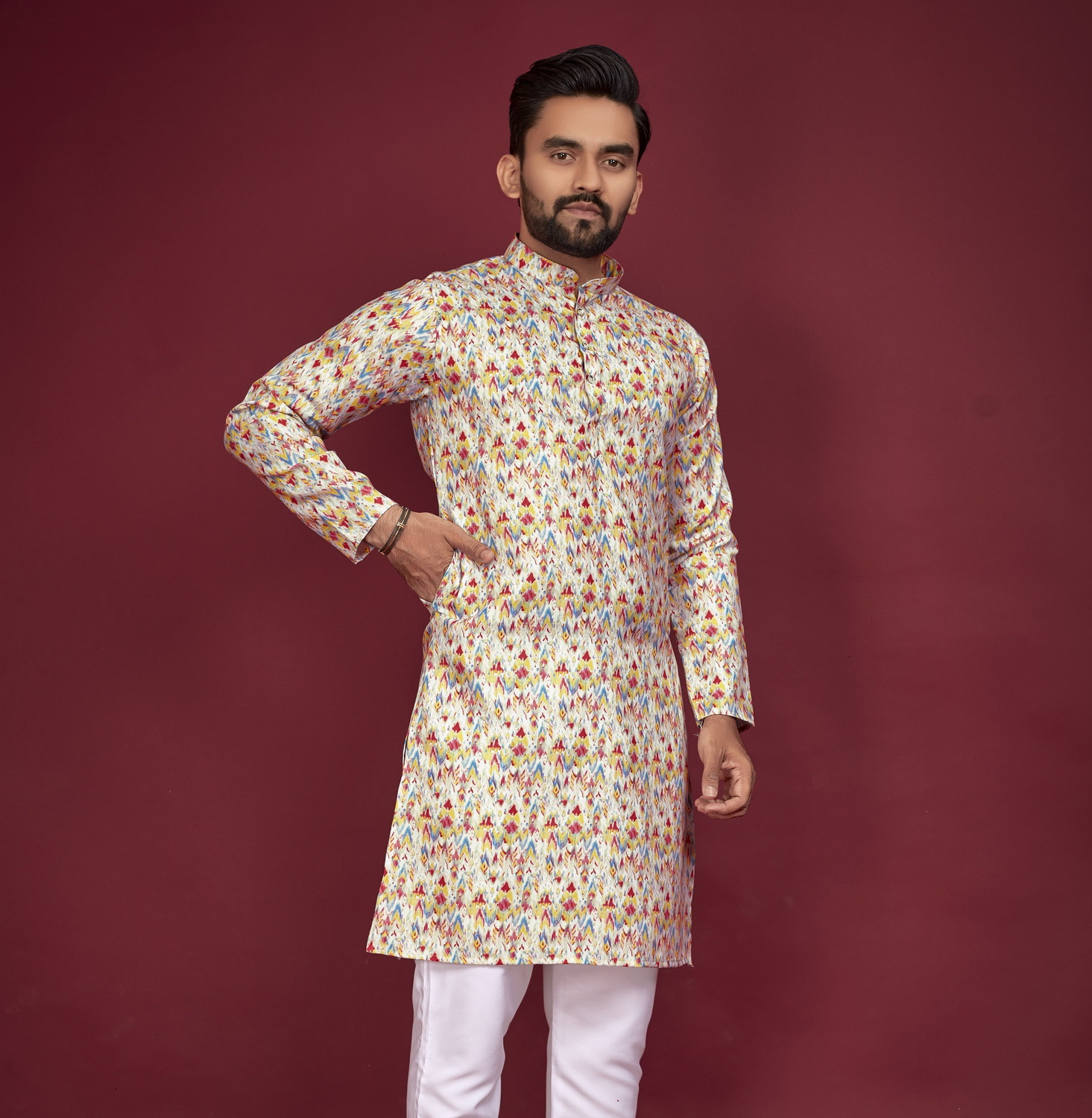 Civanth Geometric digital print Kurta