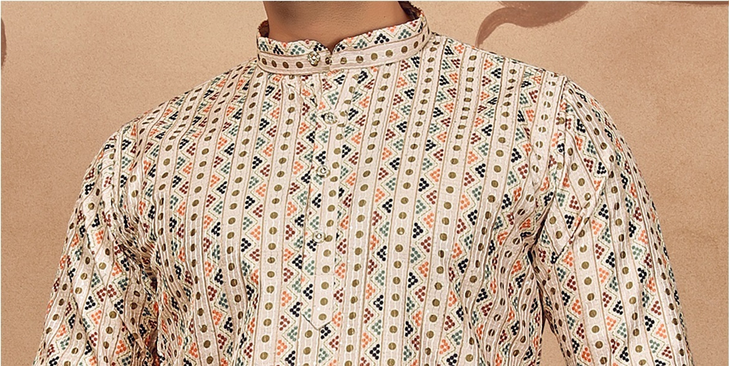Civanth V-shapes &and polka dots Print Kurta