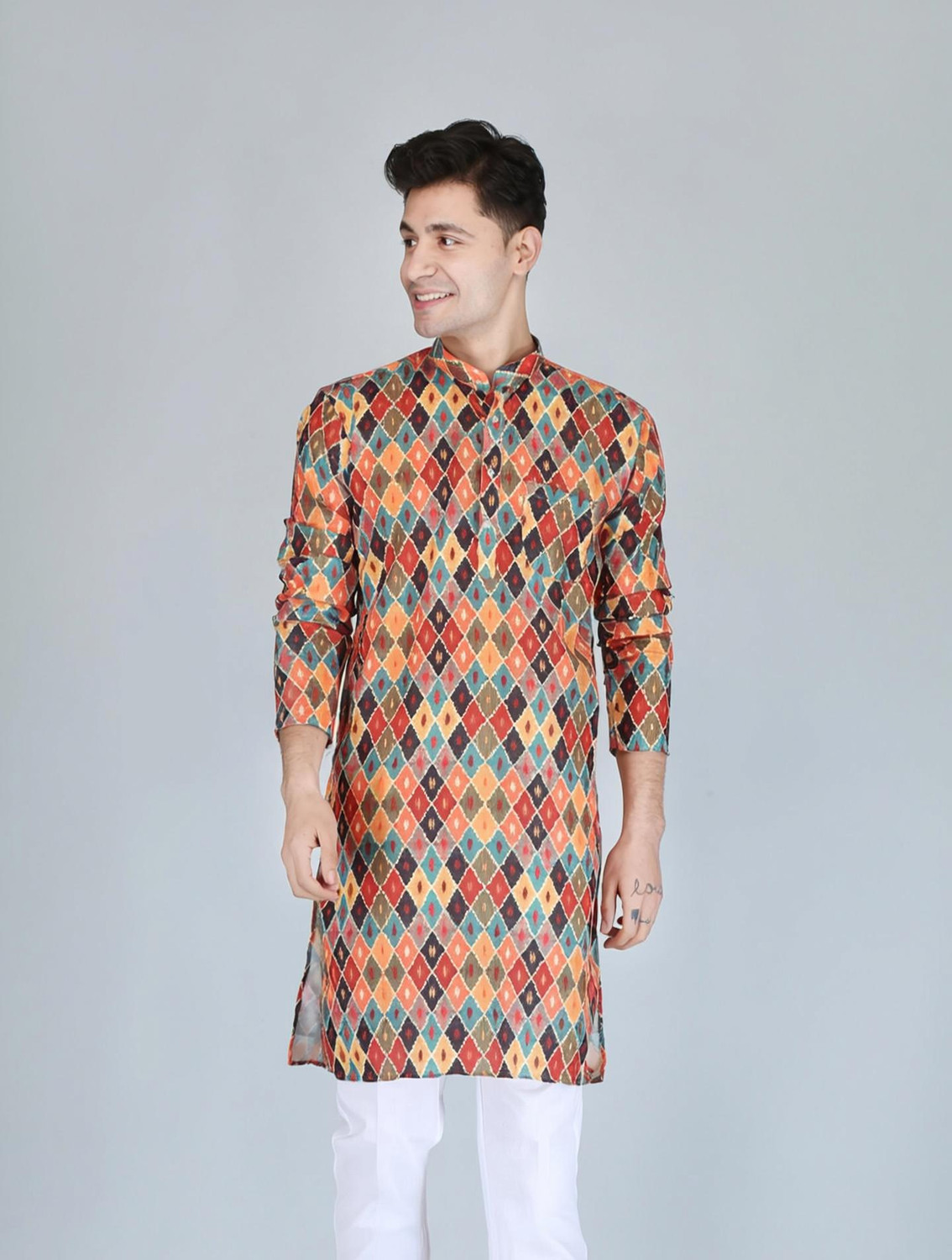 Festivo Harlequin-style geometric Print Kurtha Set