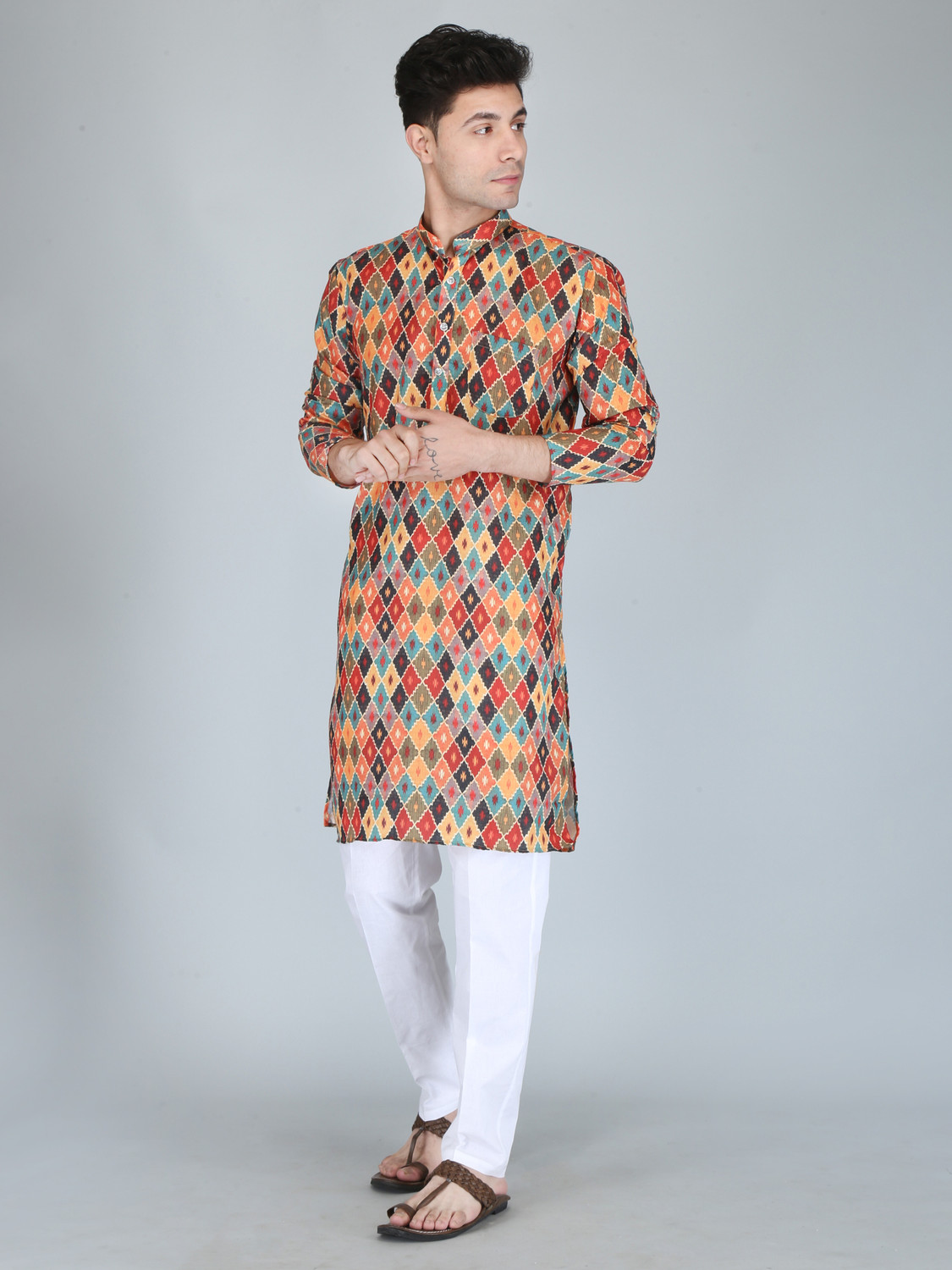 Festivo Harlequin-style geometric Print Kurtha Set