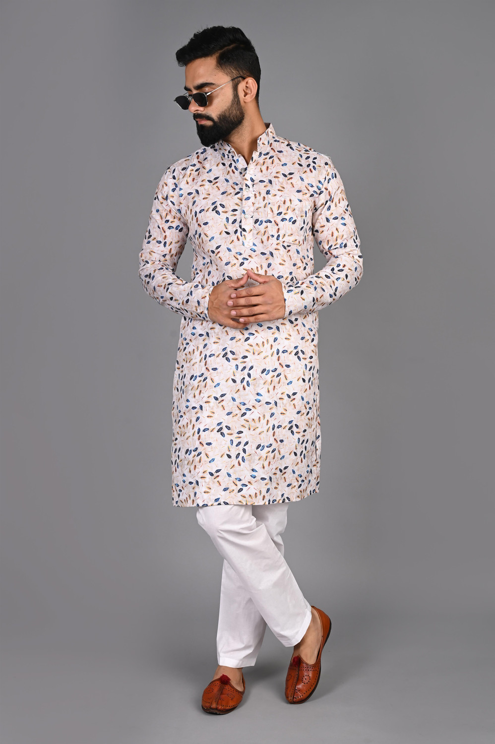 Festivo multicolored leaf-inspired Print Kurtha