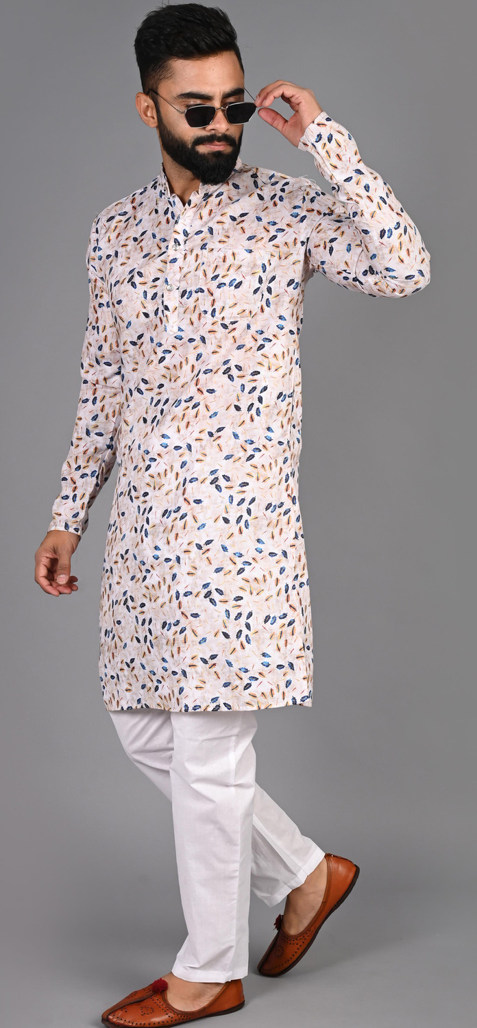 Festivo multicolored leaf-inspired Print Kurtha