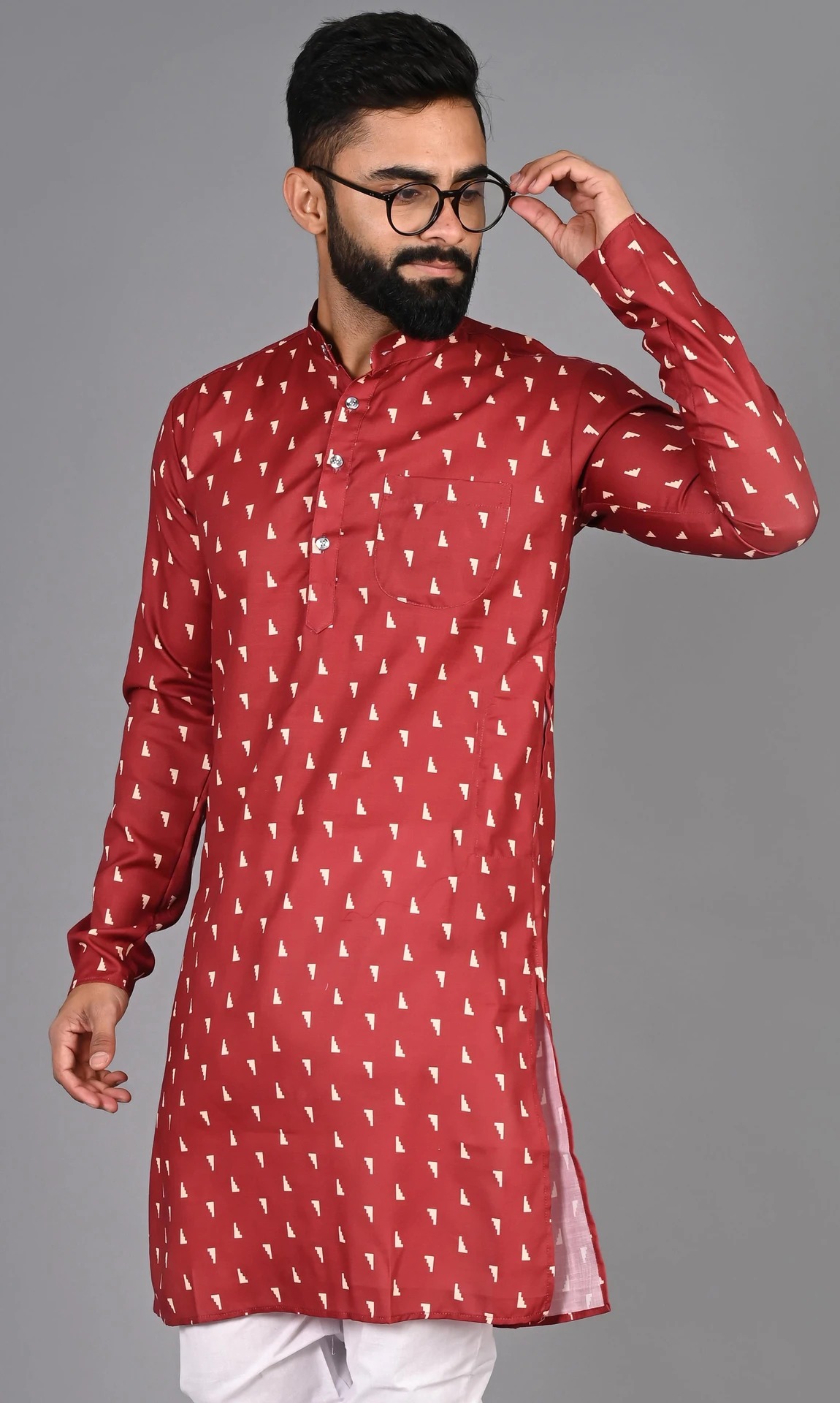 Festivo cream-colored triangular print Kurta