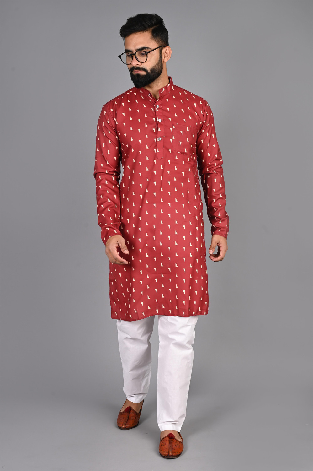 Festivo cream-colored triangular print Kurta