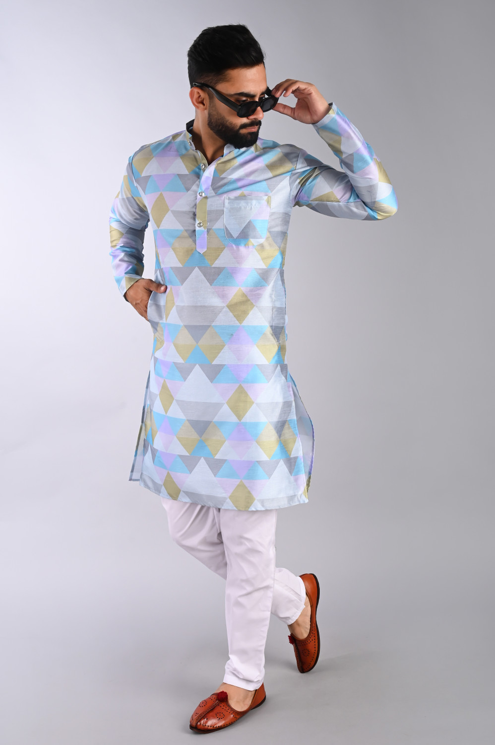 Festivo All-Over Diamond Print Kurtha Set
