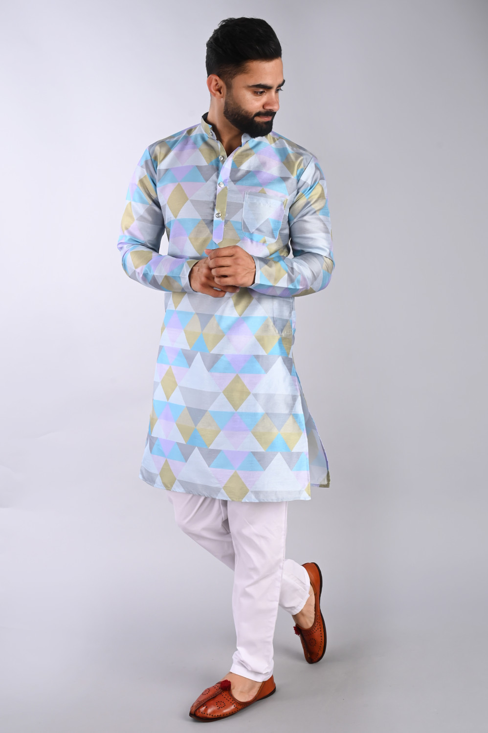 Festivo All-Over Diamond Print Kurtha Set