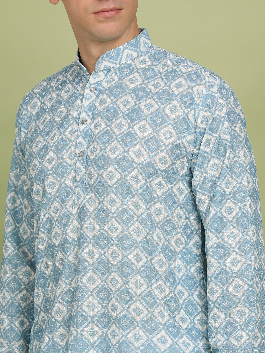Festivo Chikan Embroidered Cotton Blend Kurtha Set