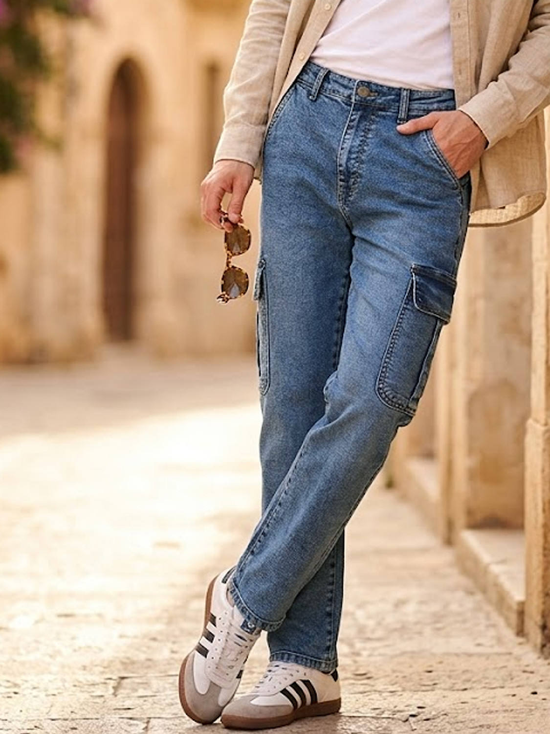 Urbex Washed Iight Blue Loose Jeans 