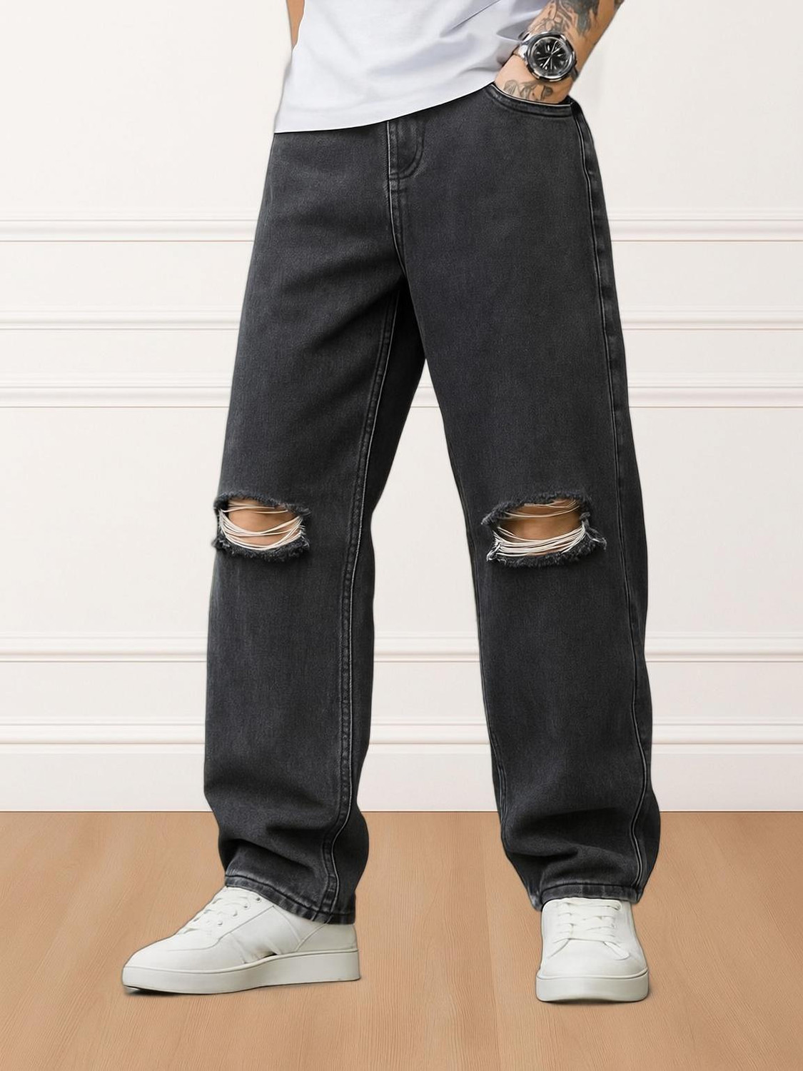 Metronex  Solid Denim Loose Fit Jeans