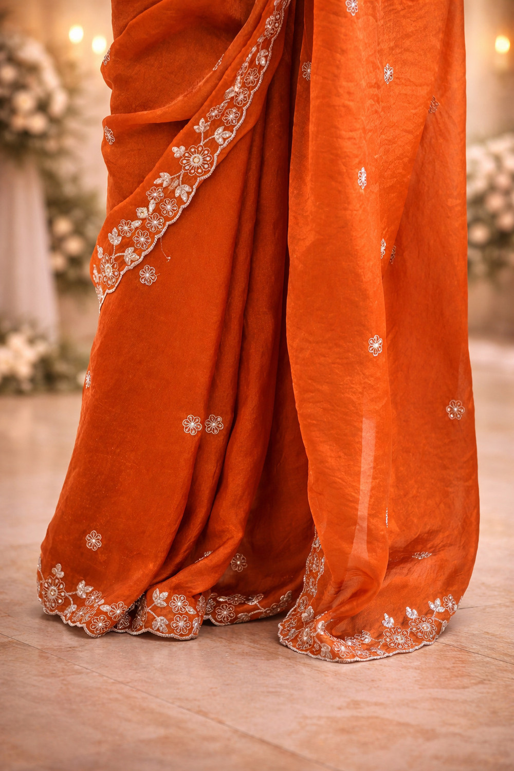 Navisha Embroidered Bollywood Satin Saree