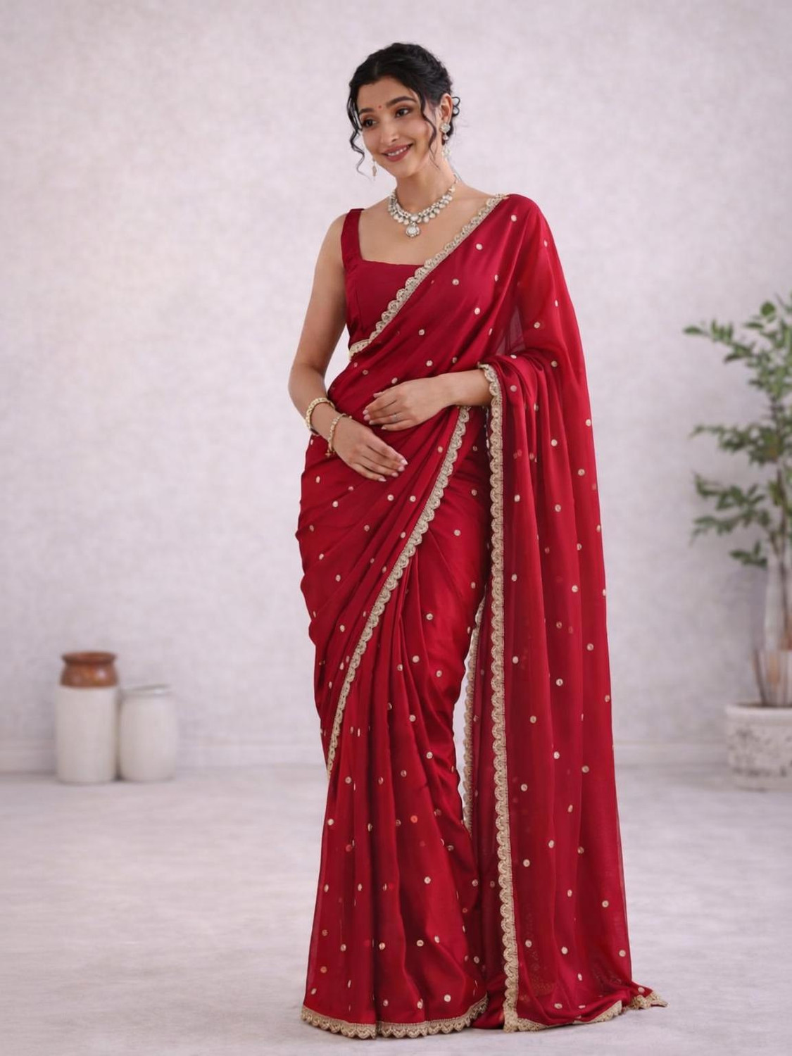 Navisha  Embellished Bollywood Chiffon Saree 