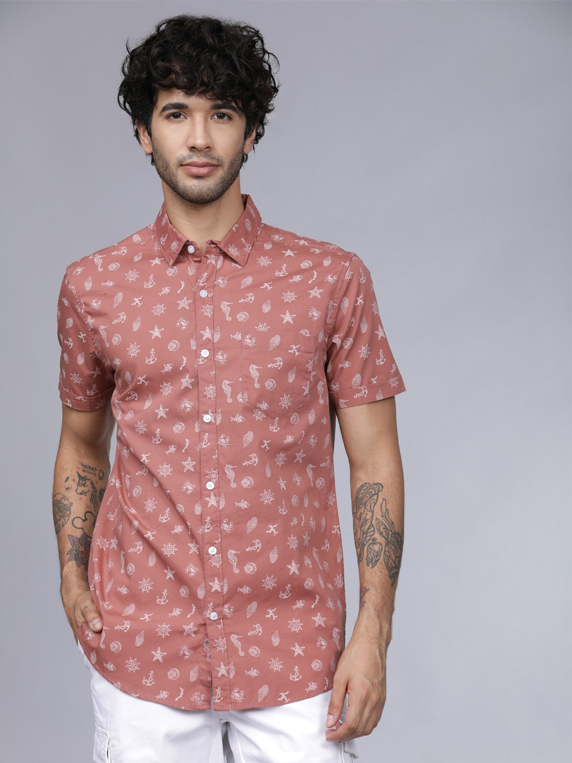 Havric Seahorse and anchor print shirt