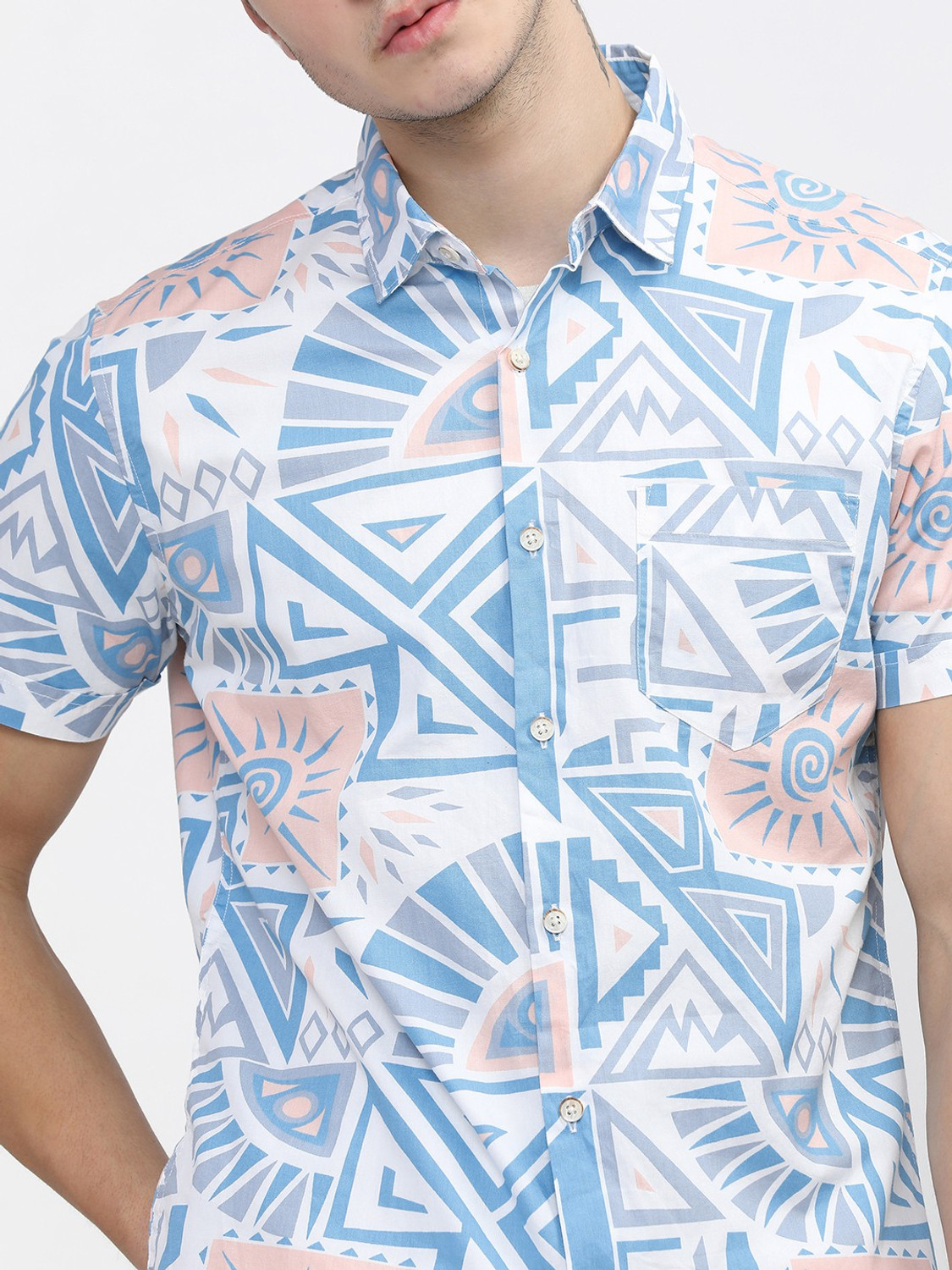 Havric Geometric sun print short sleeve shirt