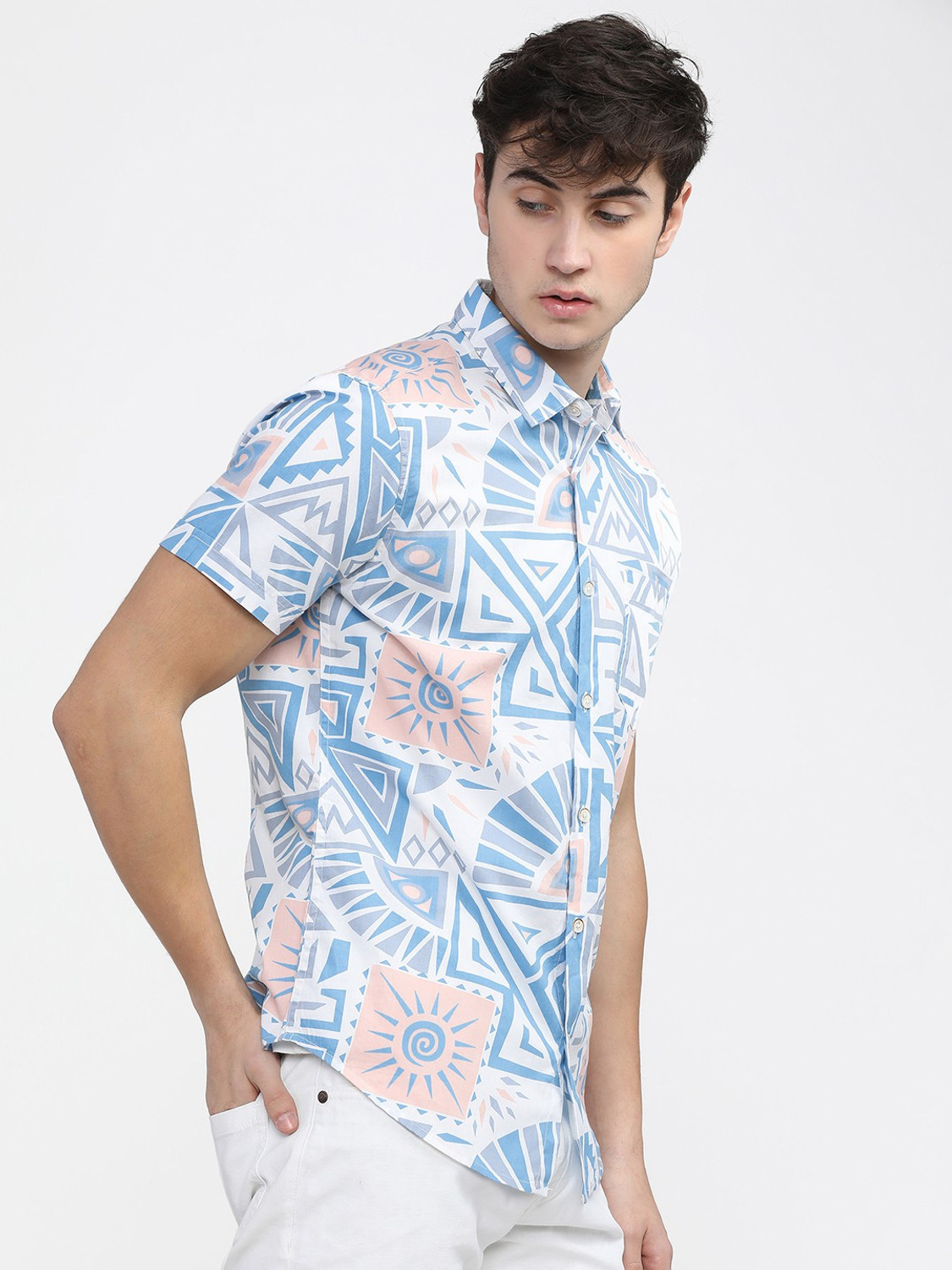 Havric Geometric sun print short sleeve shirt