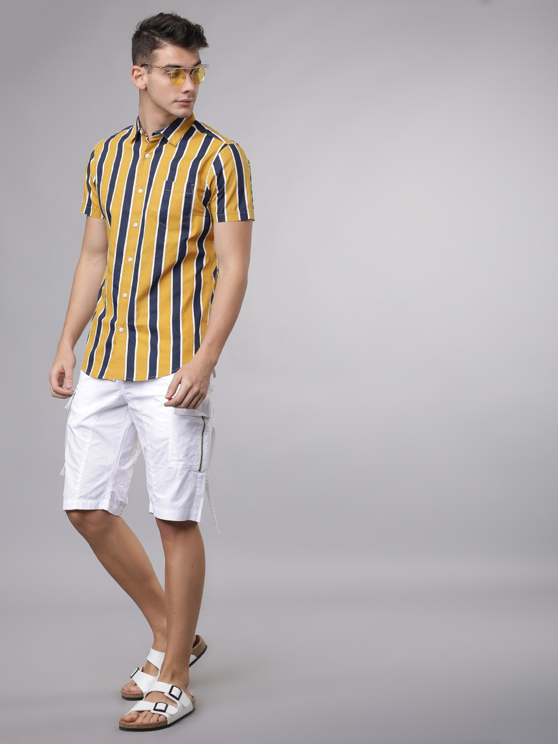 Harvic Vertical stripe short sleeve shirt