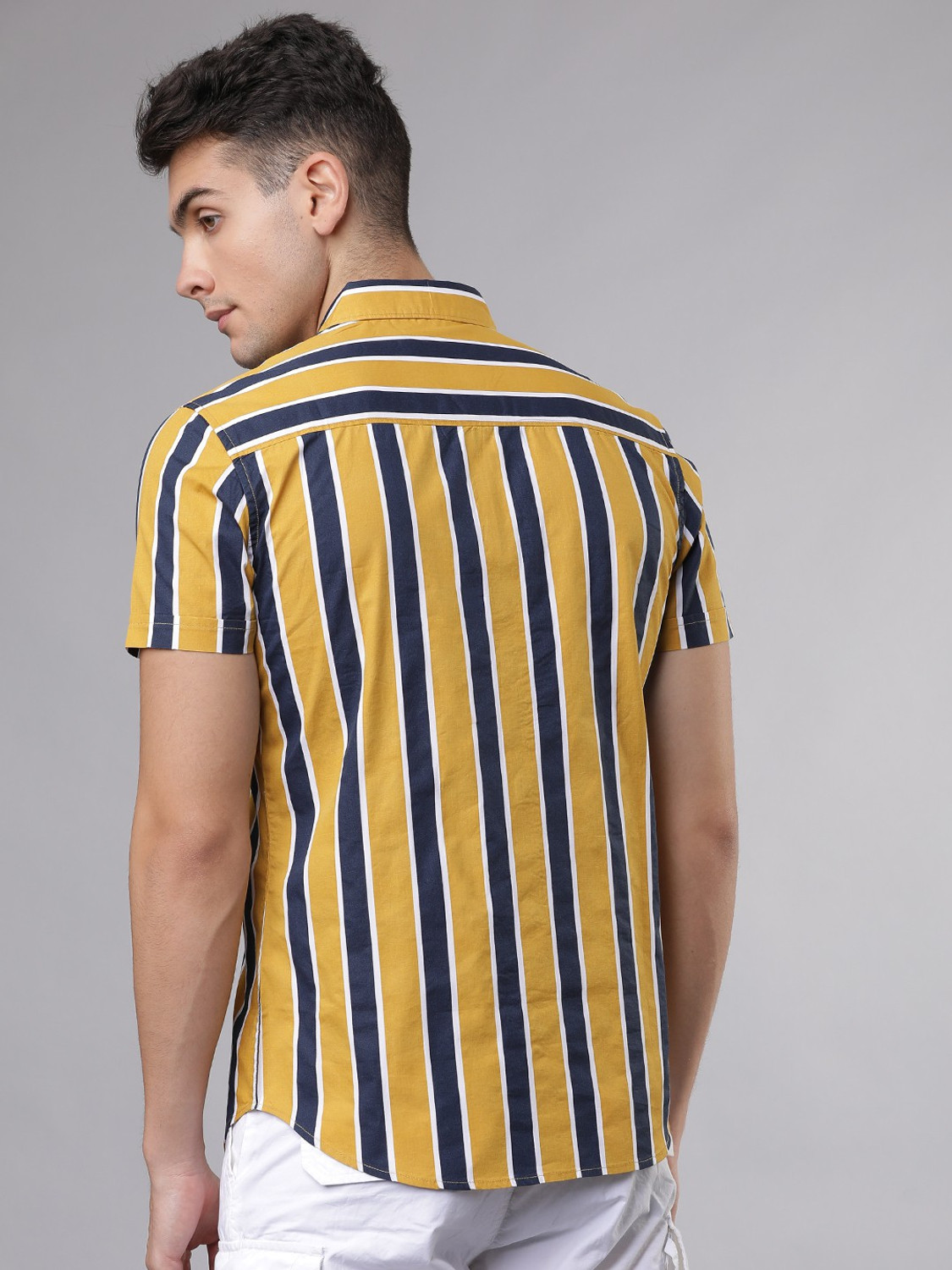 Harvic Vertical stripe short sleeve shirt
