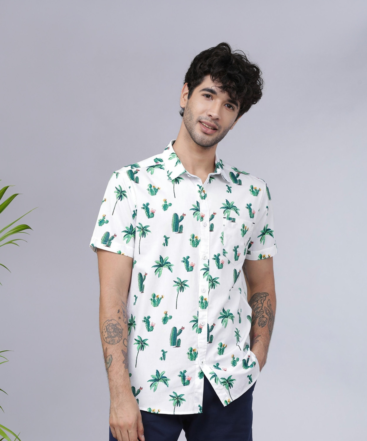 Cactus tree graphic resort shirt