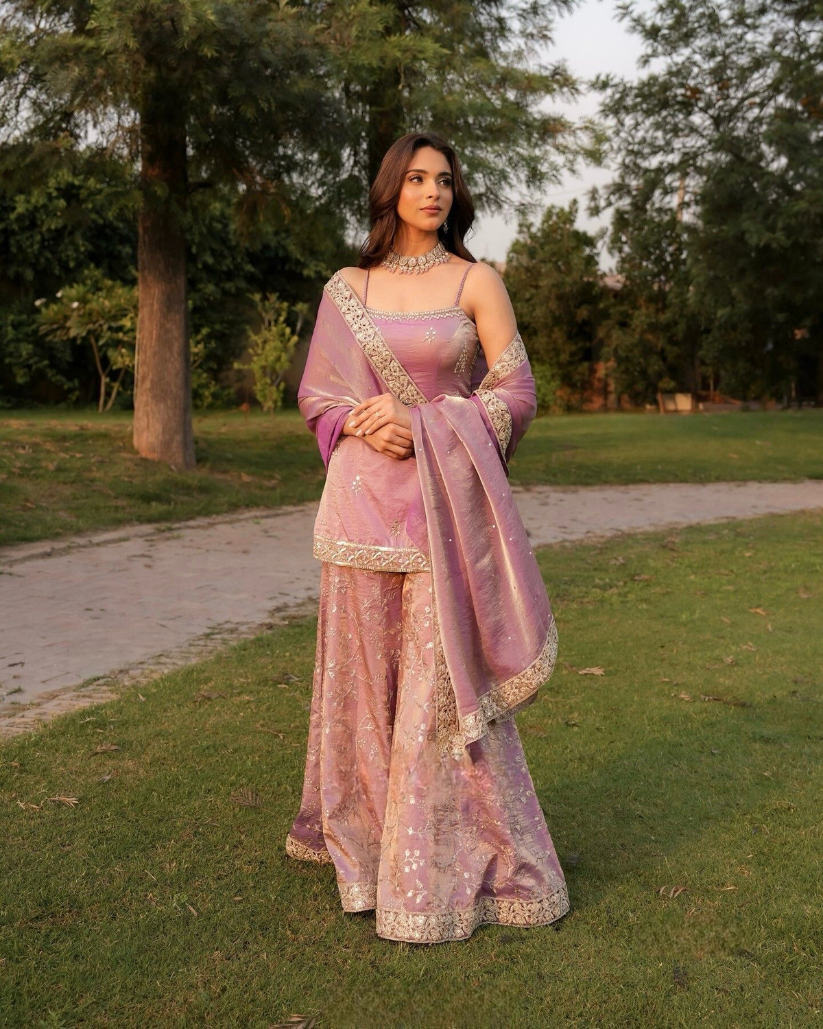 Elaria Satin Pink Embroidered Kurta Set