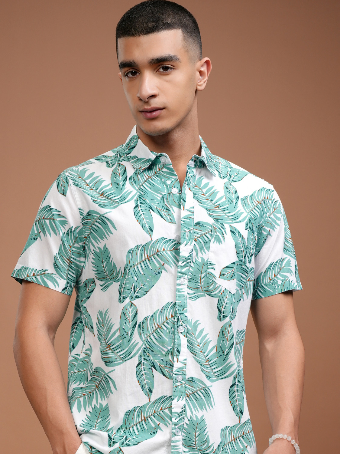 Havric Salmon micro-floral shirt