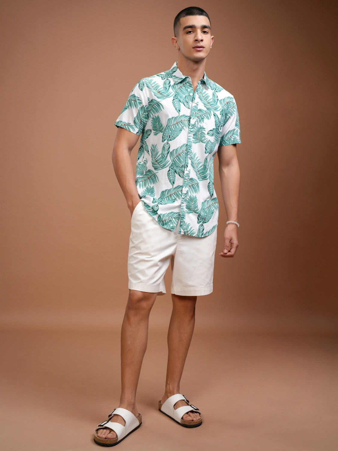 Havric Salmon micro-floral shirt