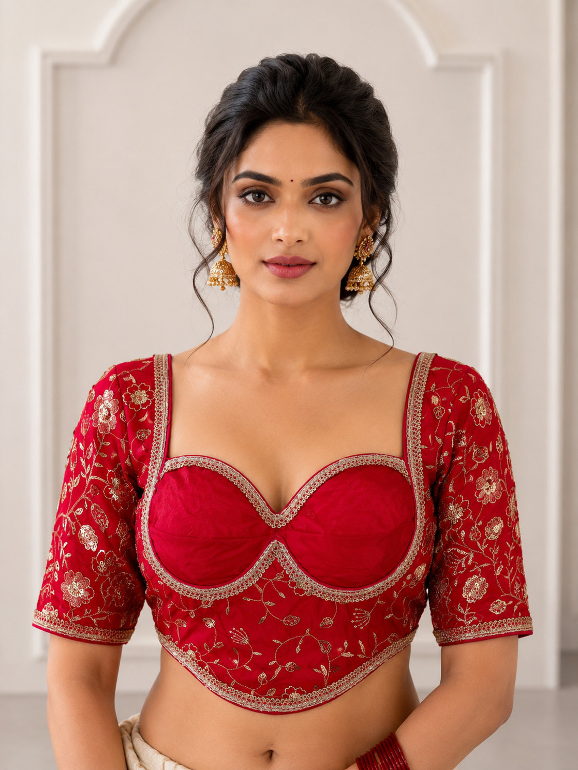Naira Creation Sweetheart Neck Women Blouse