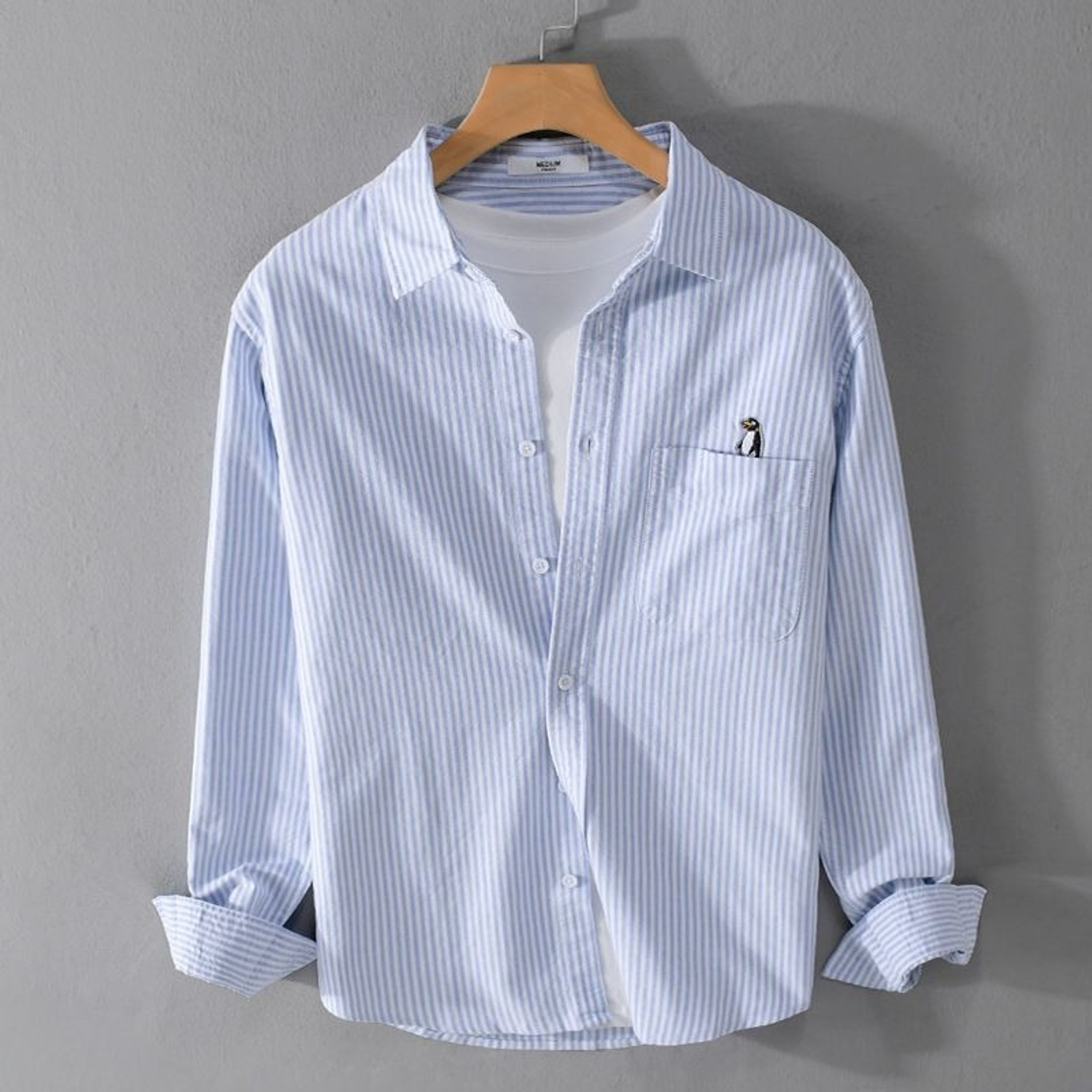 GELAI ENTERPRISE Light Blue Striped Casual Shirt