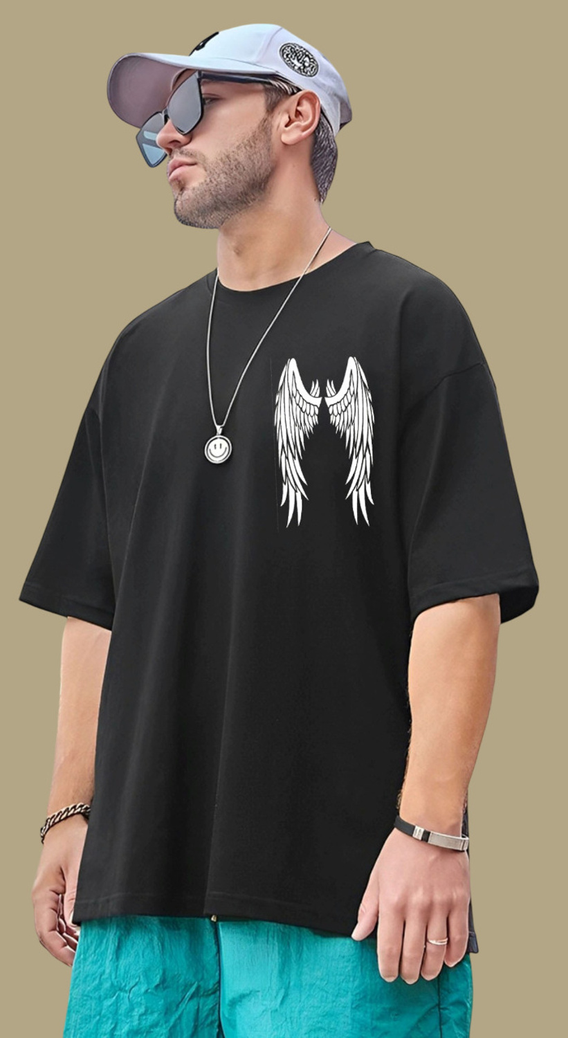 Kasendra Black Printed Round Neck T-Shirt