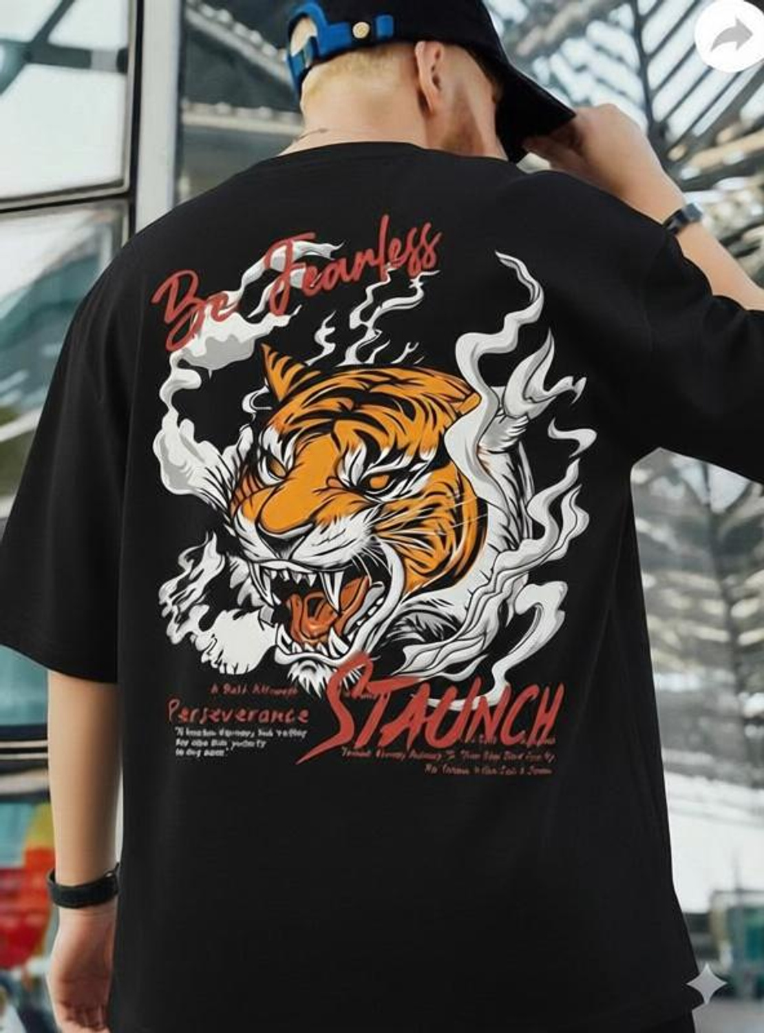 FASHIONTRENDY Black Printed Round Neck T-Shirt