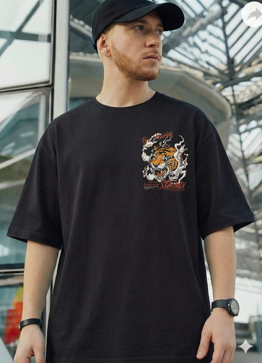 FASHIONTRENDY Black Printed Round Neck T-Shirt