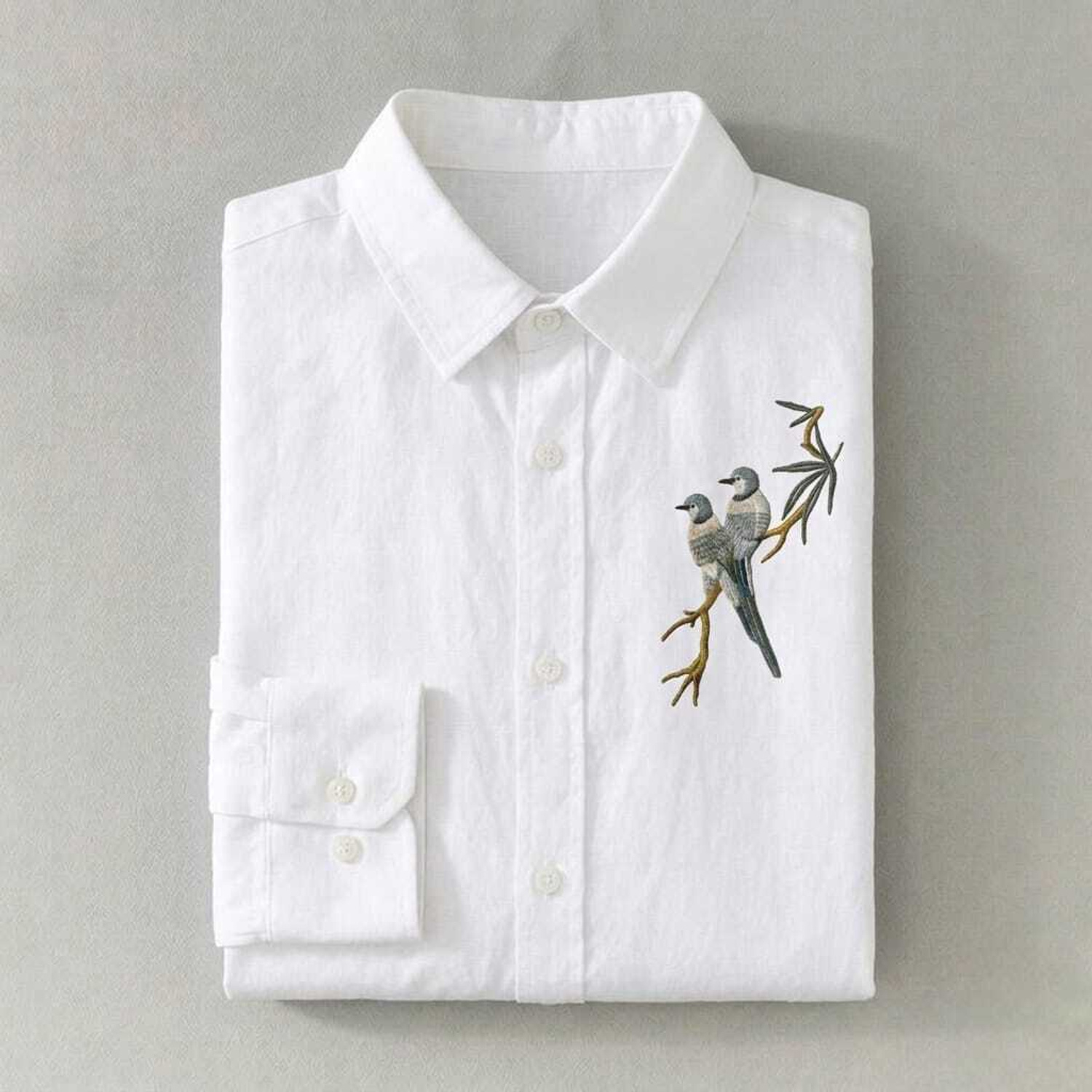 ROVIAN Bird Embroidered Casual Shirt