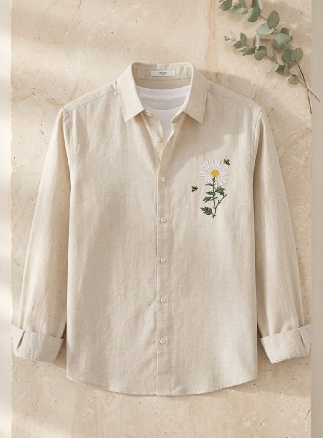 ROVIAN Botanical Embroidered Cotton-Blend Casual Shirt