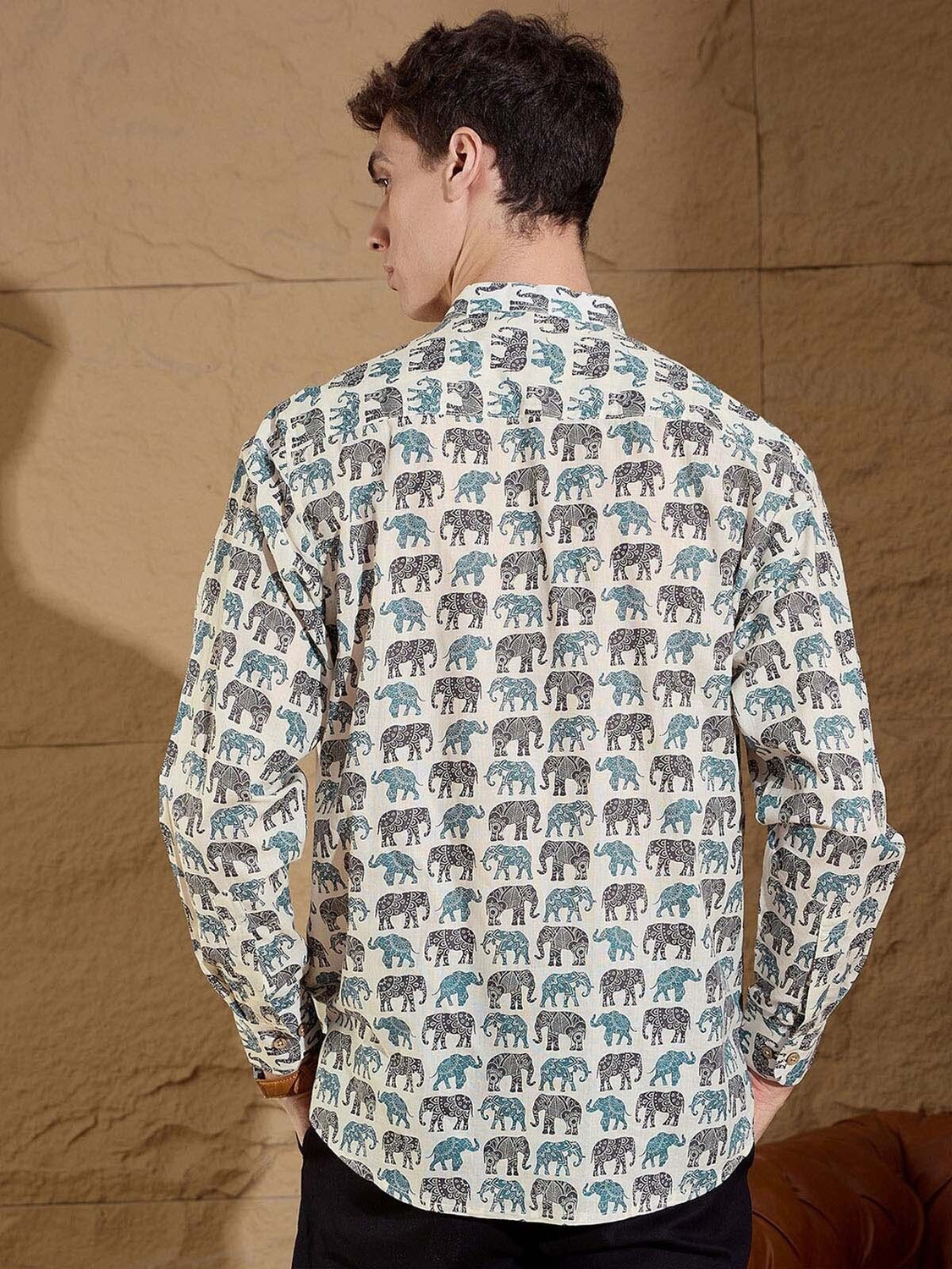Devansh Elephant Motif Print Shirt