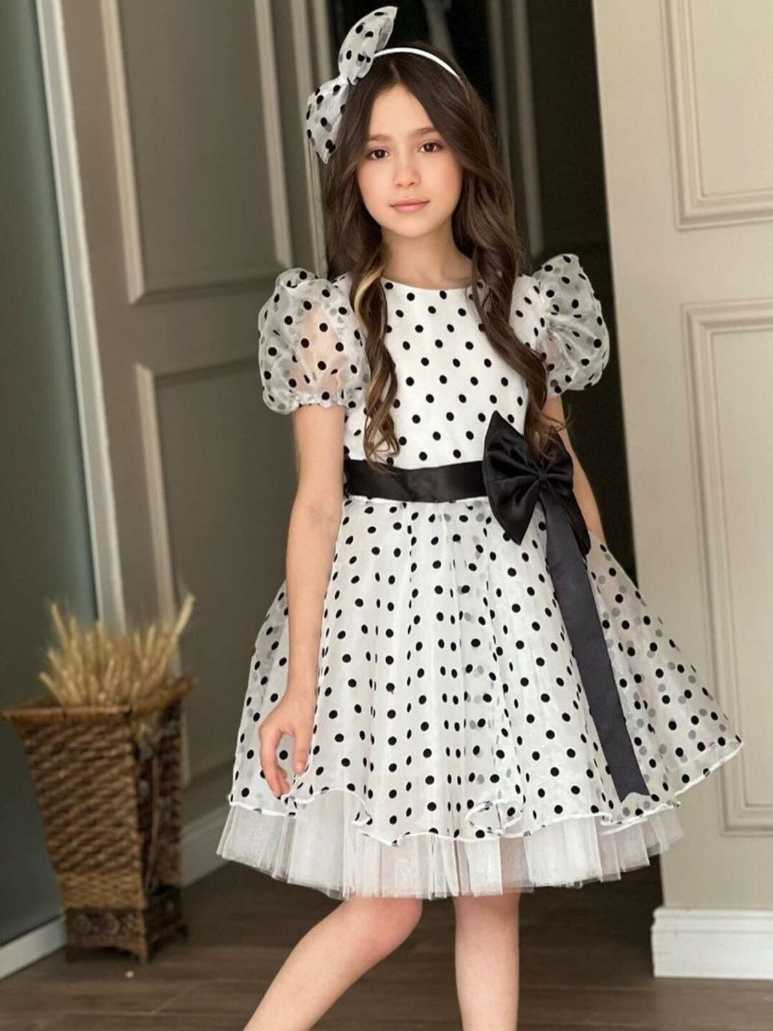 Moonette black polka dots Midi