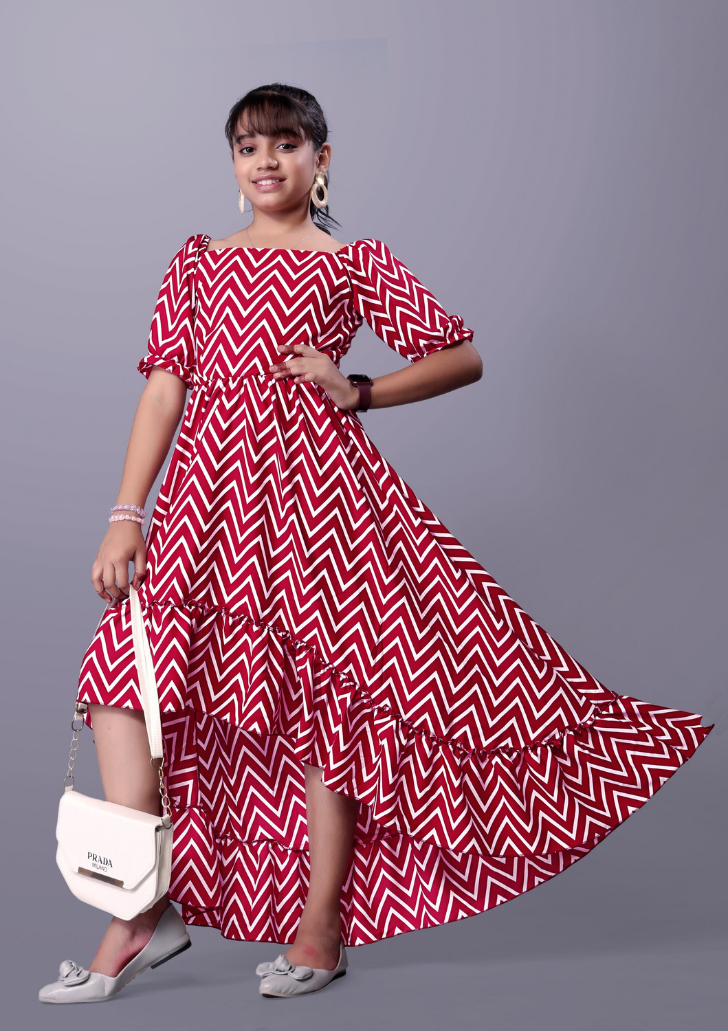 Aamira Chevron high-low maxi dres