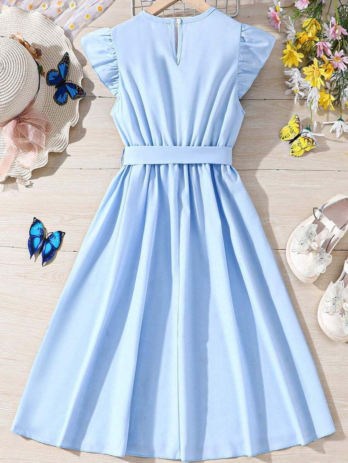 Moonette Blue butterfly Maxi-sundress
