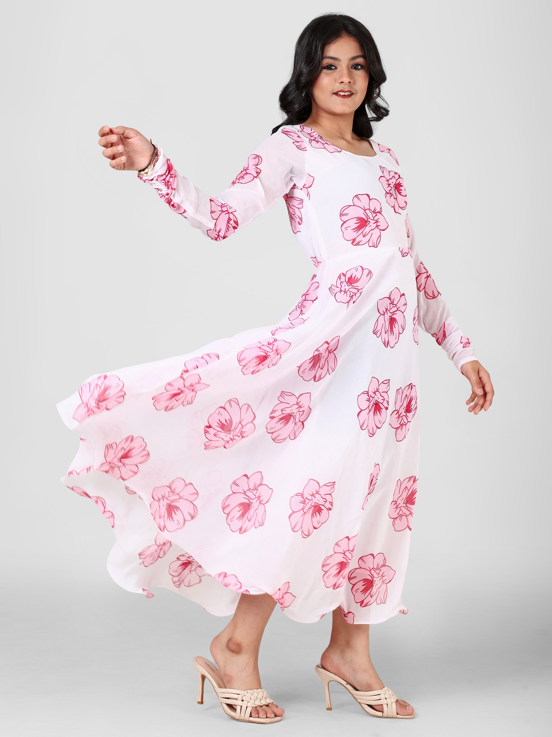 Aamira Soft Pink Floral Print Maxi